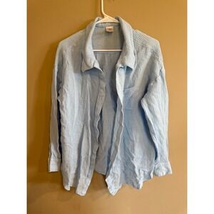 Shade Shore Light Blue Gauze Button Down Shirt Women's Size L